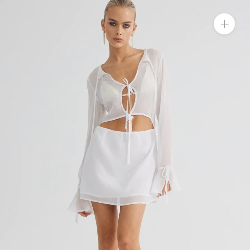 White Mini Dress w/ transparent sleeves, SNDYS the label